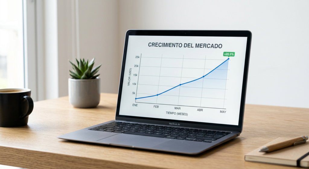 Portátil Gráfica sobre el crecimiento de la formación online