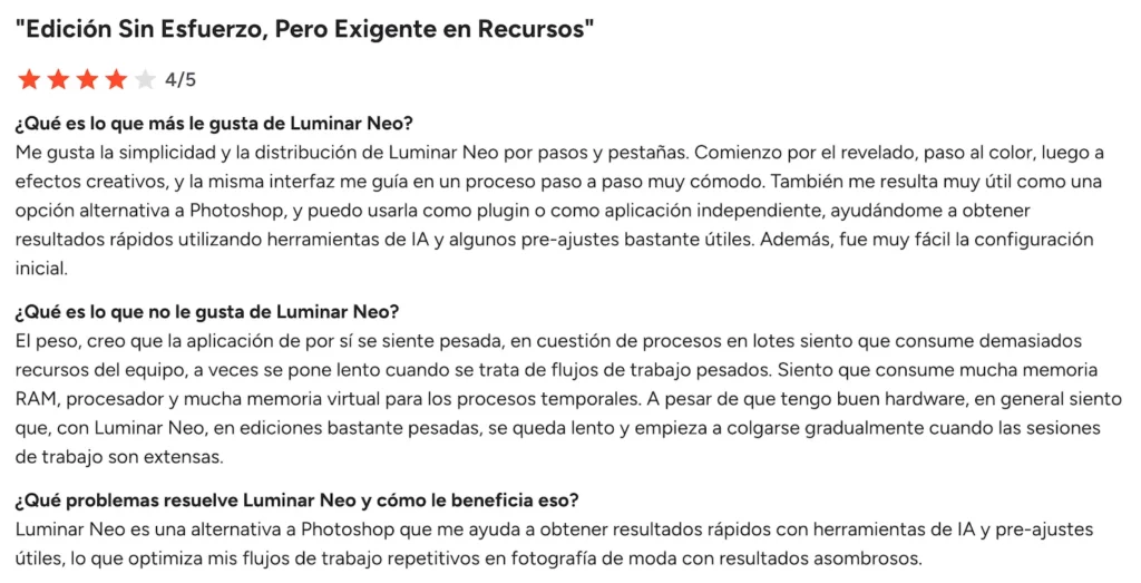 Opinión 2 de Luminar Neo 