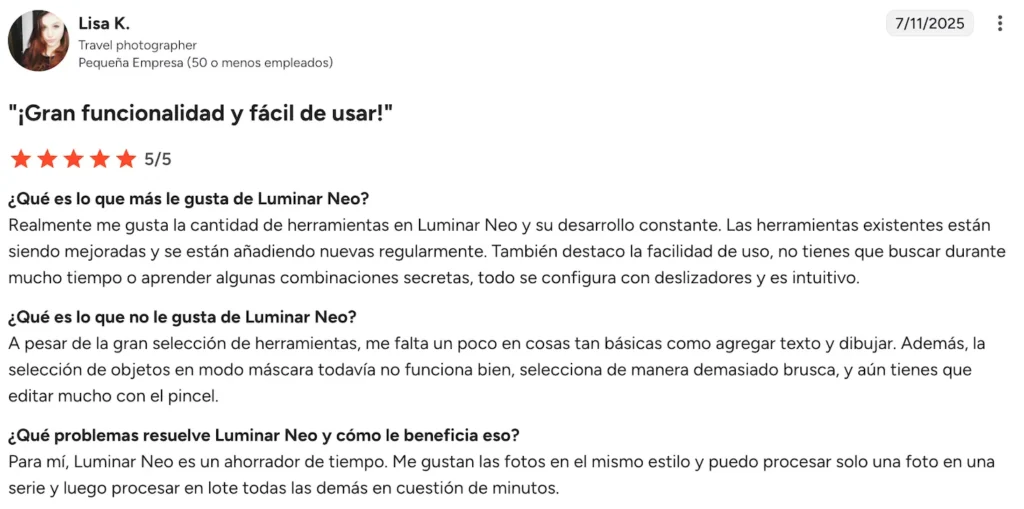 Opinión 3 de Luminar Neo 
