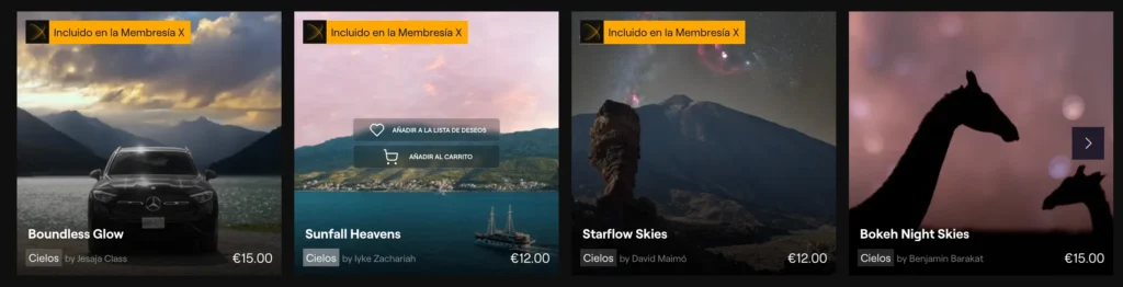 Catálogo de presets de Luminar Neo en el marketplace de Skylum.