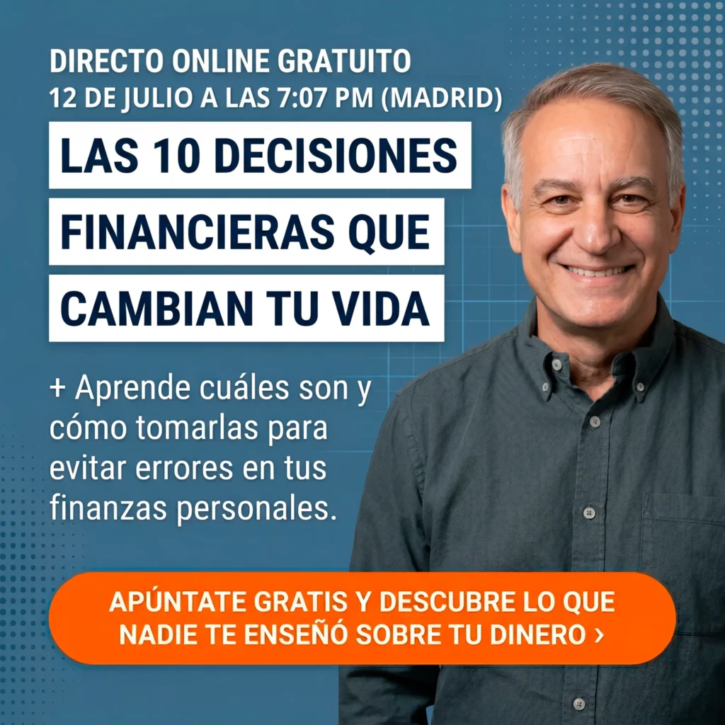 Anuncio del Directo del curso Finanzas Personales para la Vida Diaria, de Pablo Gil.